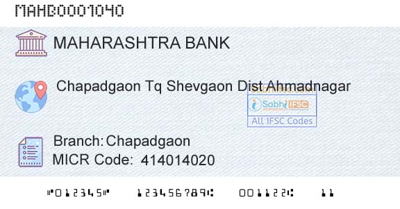 Bank Of Maharashtra ChapadgaonBranch 