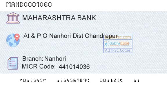 Bank Of Maharashtra NanhoriBranch 