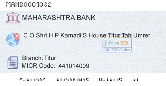 Bank Of Maharashtra TiturBranch 