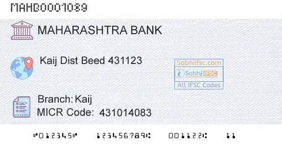 Bank Of Maharashtra KaijBranch 