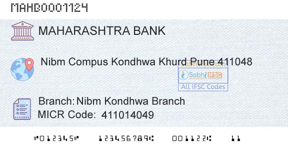 Bank Of Maharashtra Nibm Kondhwa BranchBranch 
