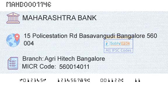Bank Of Maharashtra Agri Hitech BangaloreBranch 