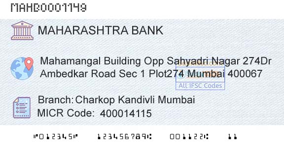 Bank Of Maharashtra Charkop Kandivli MumbaiBranch 