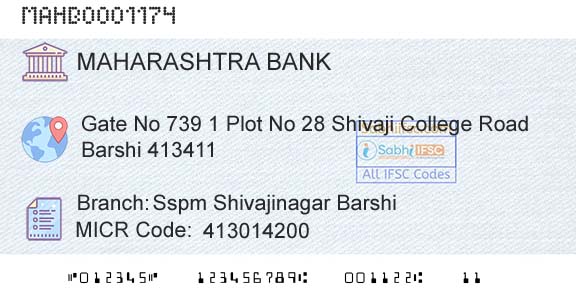Bank Of Maharashtra Sspm Shivajinagar BarshiBranch 