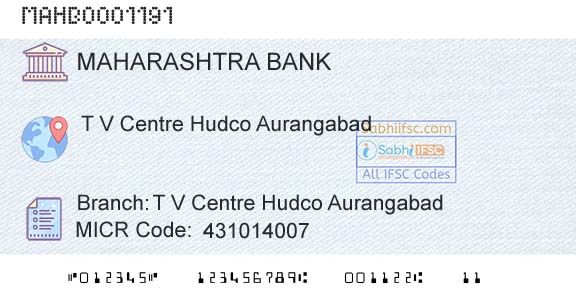Bank Of Maharashtra T V Centre Hudco AurangabadBranch 
