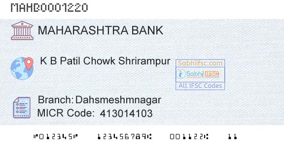 Bank Of Maharashtra DahsmeshmnagarBranch 