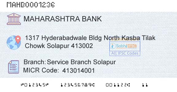Bank Of Maharashtra Service Branch SolapurBranch 