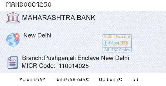 Bank Of Maharashtra Pushpanjali Enclave New DelhiBranch 