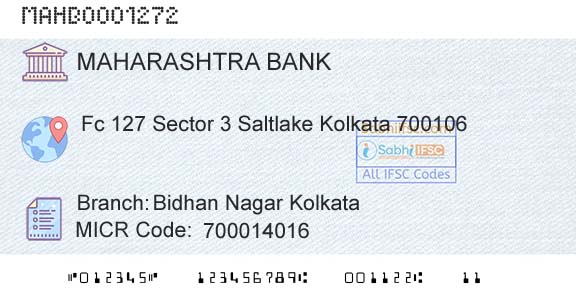 Bank Of Maharashtra Bidhan Nagar KolkataBranch 