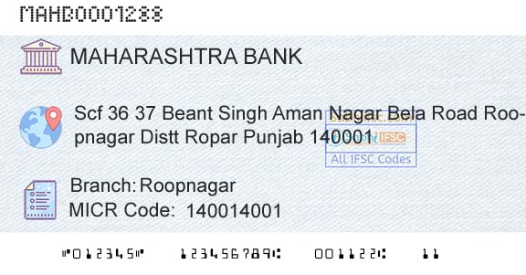 Bank Of Maharashtra RoopnagarBranch 