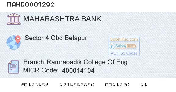 Bank Of Maharashtra Ramraoadik College Of EngBranch 