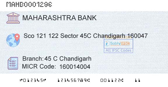 Bank Of Maharashtra 45 C ChandigarhBranch 