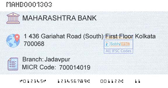 Bank Of Maharashtra JadavpurBranch 