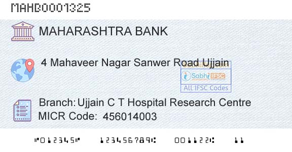 Bank Of Maharashtra Ujjain C T Hospital Research CentreBranch 