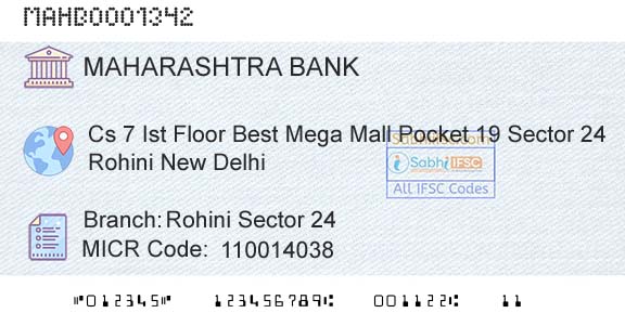 Bank Of Maharashtra Rohini Sector 24Branch 