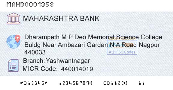 Bank Of Maharashtra YashwantnagarBranch 