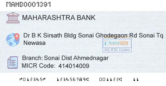 Bank Of Maharashtra Sonai Dist AhmednagarBranch 