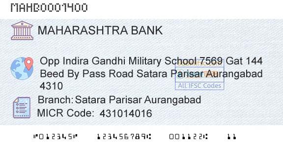 Bank Of Maharashtra Satara Parisar AurangabadBranch 
