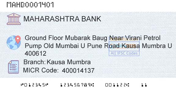 Bank Of Maharashtra Kausa MumbraBranch 