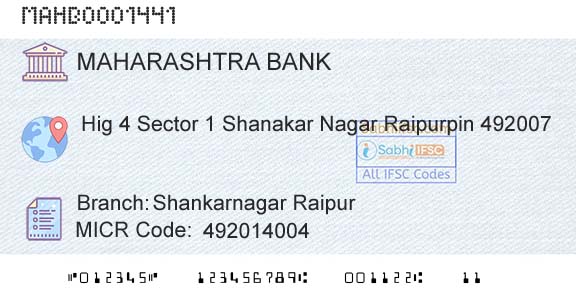 Bank Of Maharashtra Shankarnagar RaipurBranch 
