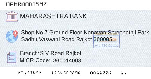 Bank Of Maharashtra S V Road RajkotBranch 