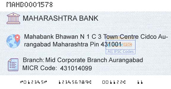 Bank Of Maharashtra Mid Corporate Branch AurangabadBranch 