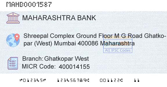 Bank Of Maharashtra Ghatkopar West Branch 