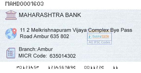 Bank Of Maharashtra AmburBranch 