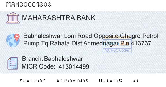 Bank Of Maharashtra BabhaleshwarBranch 