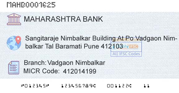 Bank Of Maharashtra Vadgaon NimbalkarBranch 