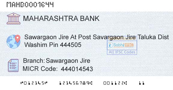 Bank Of Maharashtra Sawargaon JireBranch 