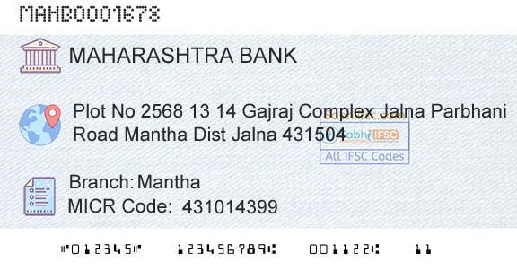 Bank Of Maharashtra ManthaBranch 