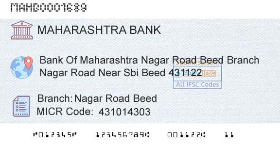 Bank Of Maharashtra Nagar Road BeedBranch 