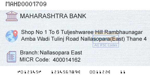 Bank Of Maharashtra Nallasopara East Branch 