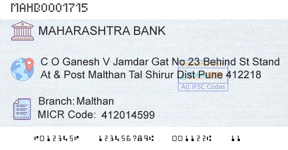 Bank Of Maharashtra MalthanBranch 