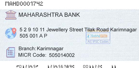 Bank Of Maharashtra KarimnagarBranch 