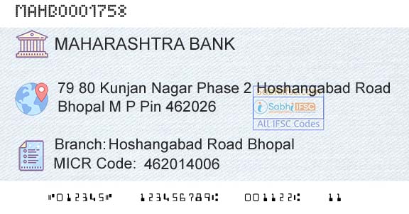 Bank Of Maharashtra Hoshangabad Road BhopalBranch 