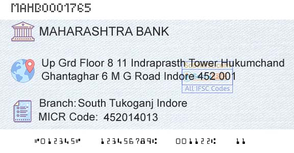 Bank Of Maharashtra South Tukoganj IndoreBranch 