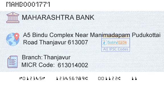 Bank Of Maharashtra ThanjavurBranch 