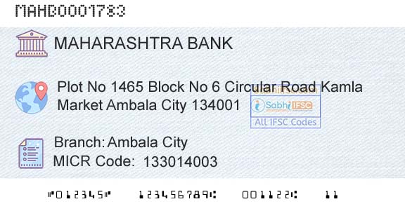 Bank Of Maharashtra Ambala CityBranch 