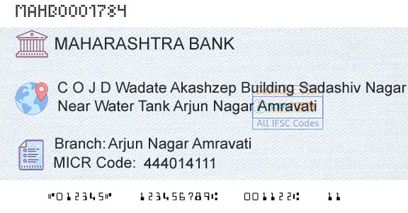 Bank Of Maharashtra Arjun Nagar AmravatiBranch 