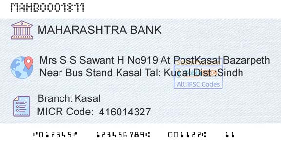 Bank Of Maharashtra KasalBranch 