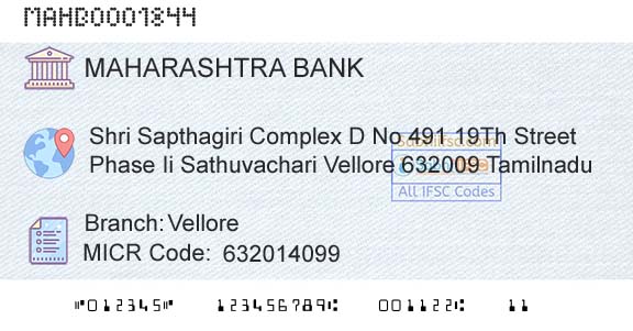 Bank Of Maharashtra VelloreBranch 
