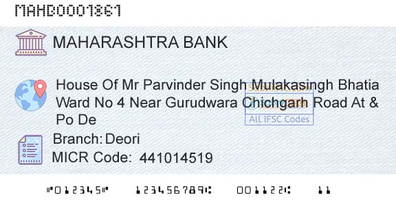 Bank Of Maharashtra DeoriBranch 