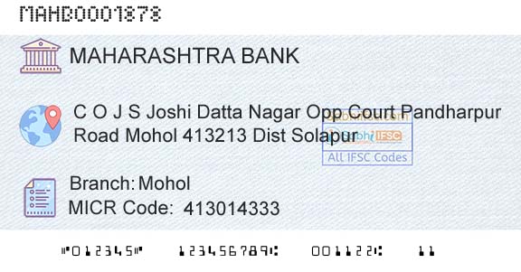 Bank Of Maharashtra MoholBranch 