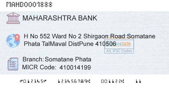 Bank Of Maharashtra Somatane PhataBranch 