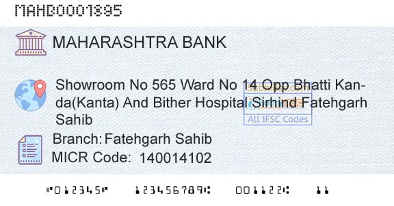 Bank Of Maharashtra Fatehgarh SahibBranch 