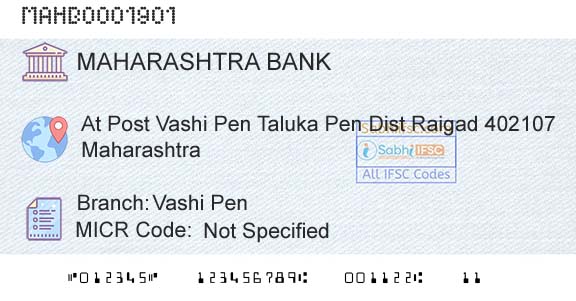 Bank Of Maharashtra Vashi PenBranch 