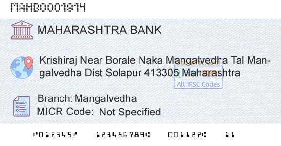 Bank Of Maharashtra MangalvedhaBranch 