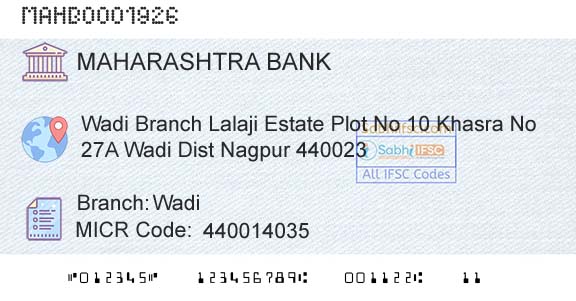 Bank Of Maharashtra WadiBranch 